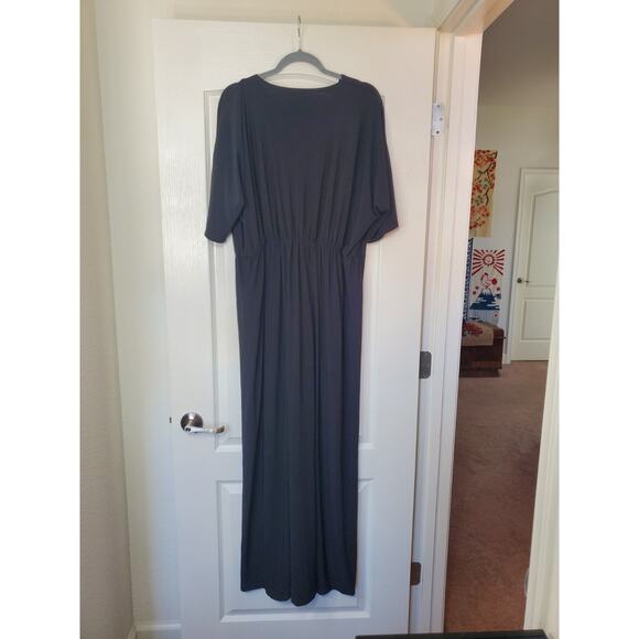 Koh Koh Black V-Neck Front Knot Slimming Side Slit Maxi Dress NWT, Plus Size 2XL - Picture 9 of 13